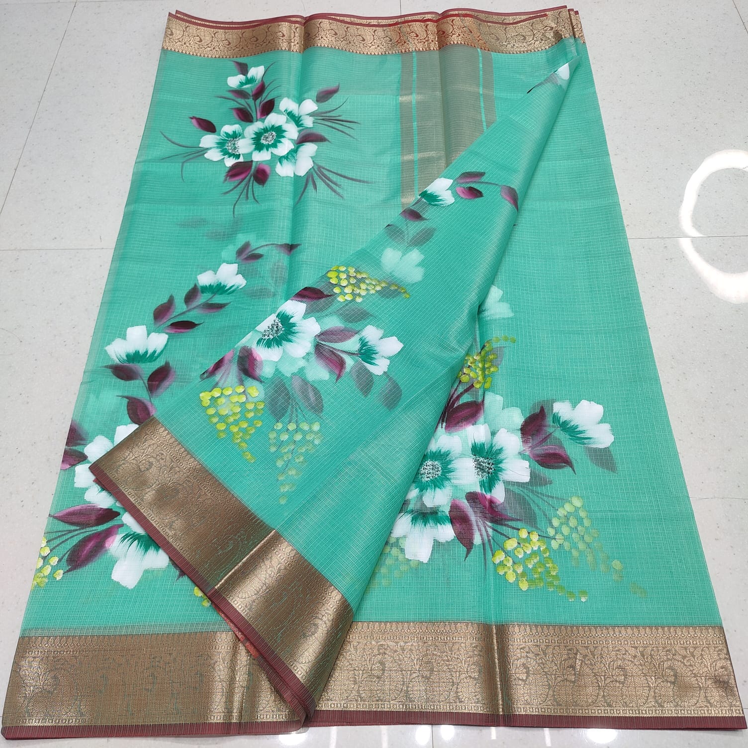 KOTA DORIA SOFT SILK BRUSH PAINT SAREE