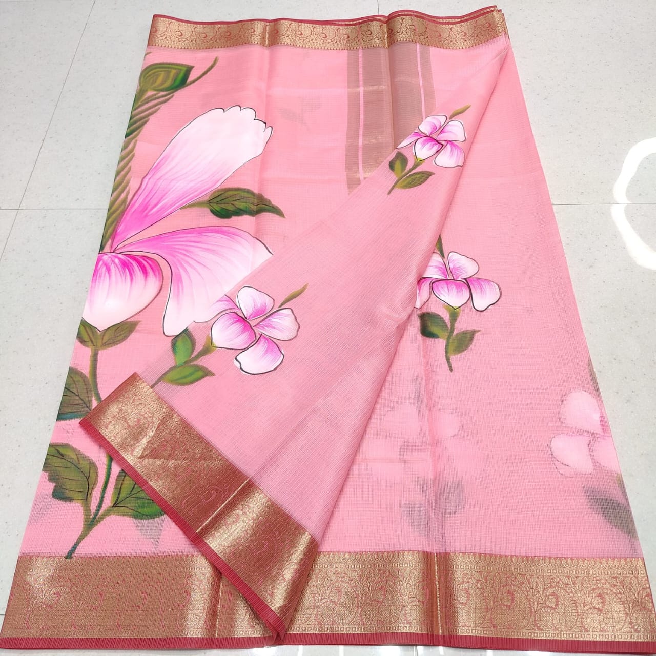 KOTA DORIA SOFT SILK BRUSH PAINT SAREE