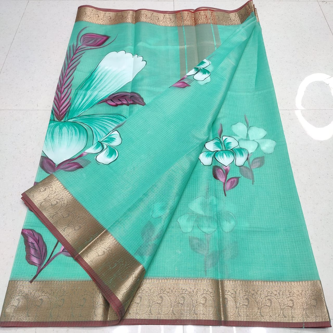 KOTA DORIA SOFT SILK BRUSH PAINT SAREE