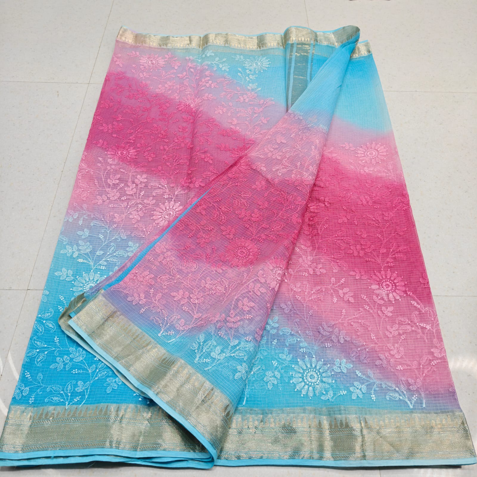 KOTA DORIA PURE COTTON SELF EMBROIDERY WEAVING BORDER SAREE