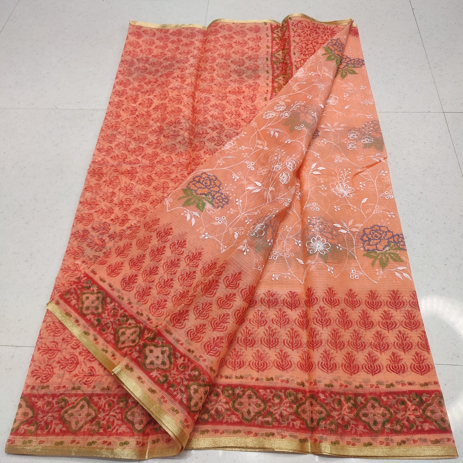 KOTA DORIA MIX COTTON COMPUTERIZED EMBROIDERY SAREE