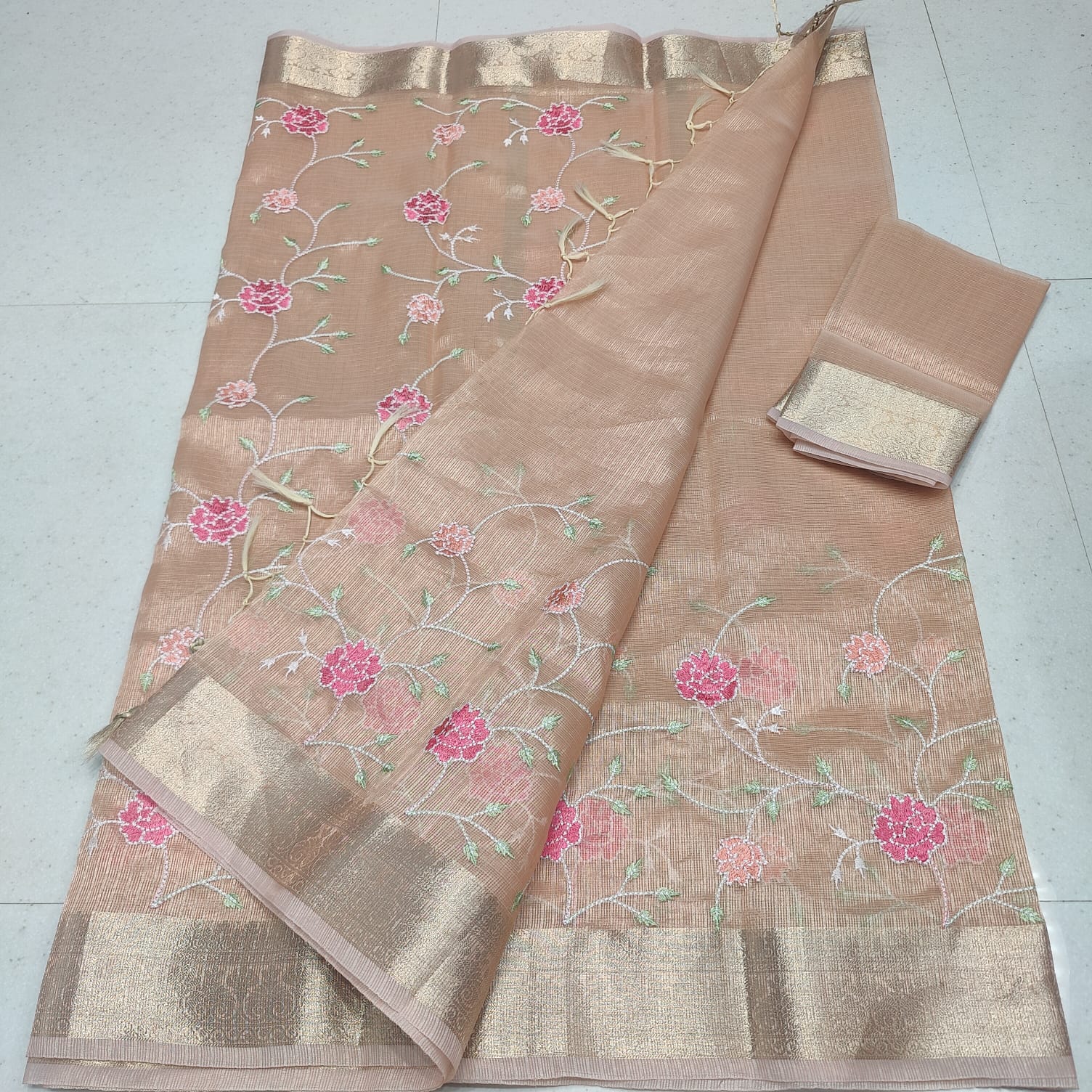 KOTA DORIA TISSUE WEAVING COMPUTERIZED EMBROIDERY SAREE