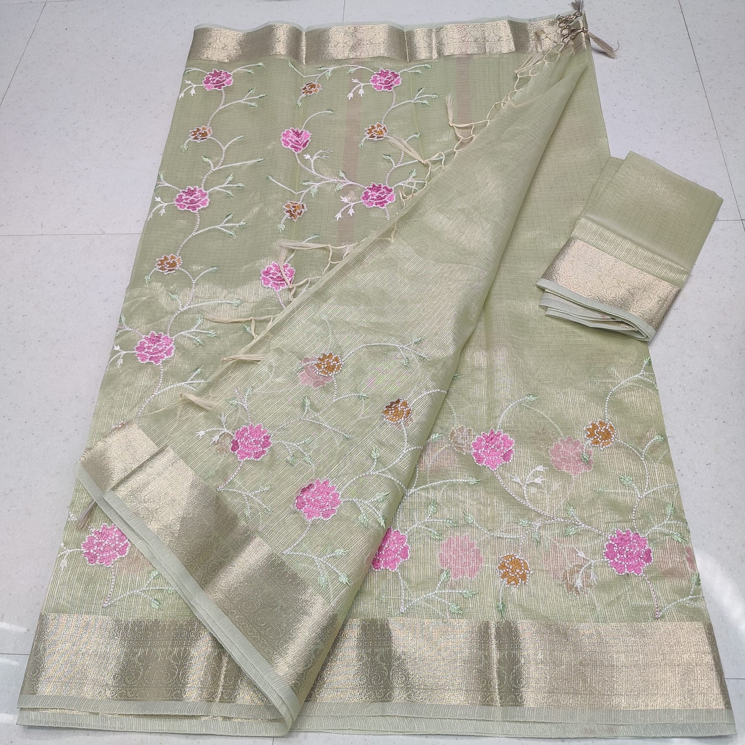 KOTA DORIA TISSUE WEAVING COMPUTERIZED EMBROIDERY SAREE