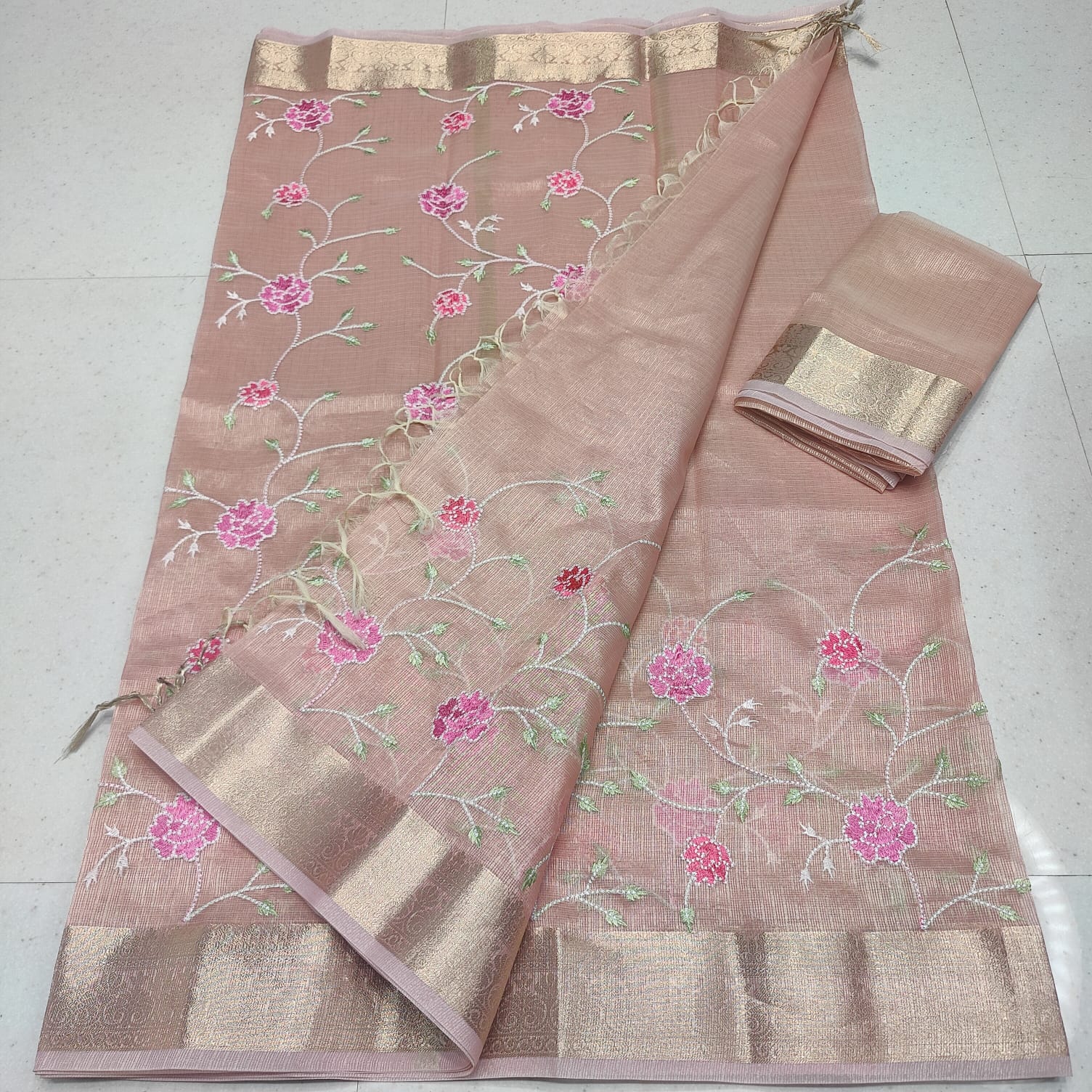 KOTA DORIA TISSUE WEAVING COMPUTERIZED EMBROIDERY SAREE