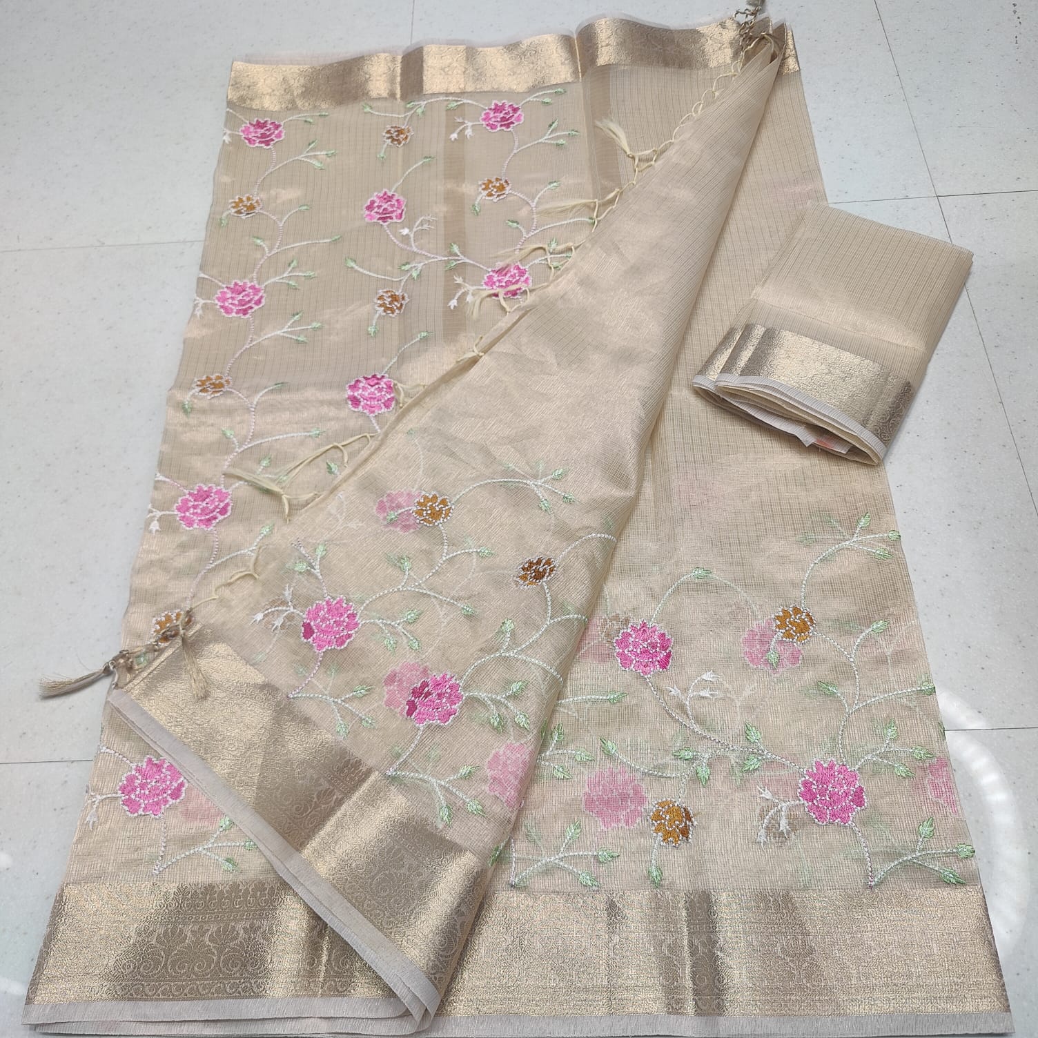 KOTA DORIA TISSUE WEAVING COMPUTERIZED EMBROIDERY SAREE