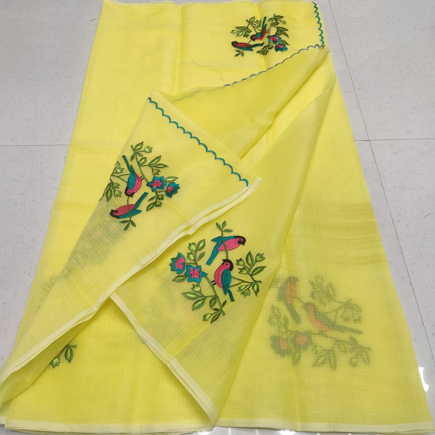 KOTA DORIA MIX COTTON HAND MACHINE EMBROIDERY SAREE