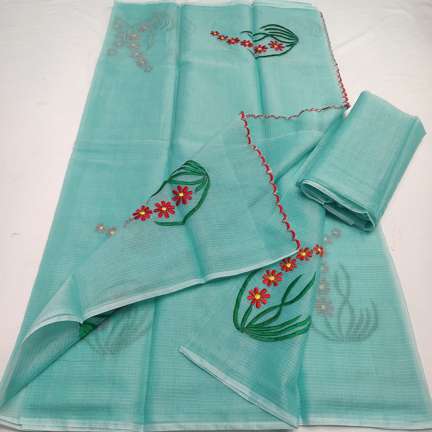 KOTA DORIA MIX COTTON HAND MACHINE EMBROIDERY SAREE