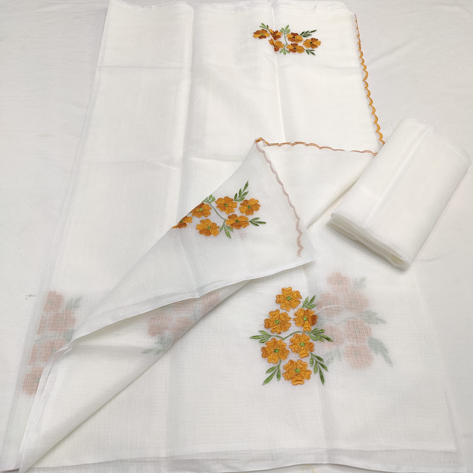 KOTA DORIA MIX COTTON HAND MACHINE EMBROIDERY SAREE