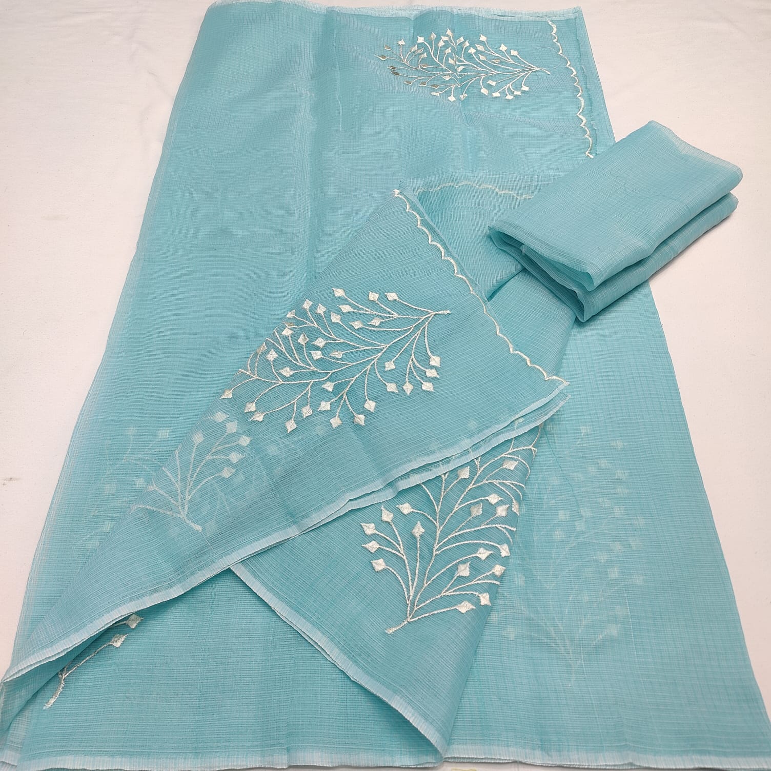 KOTA DORIA MIX COTTON HAND MACHINE EMBROIDERY SAREE