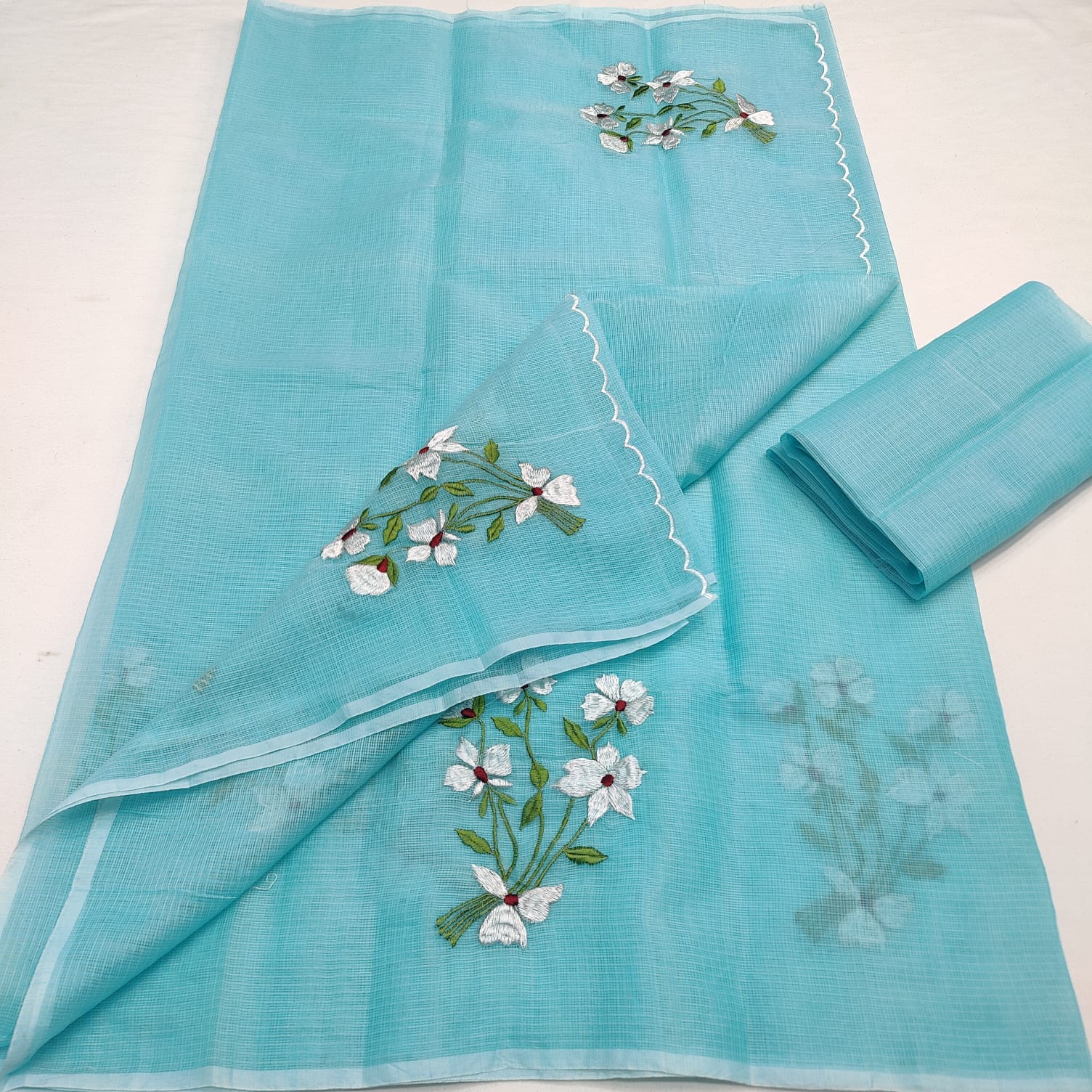 KOTA DORIA MIX COTTON HAND MACHINE EMBROIDERY SAREE
