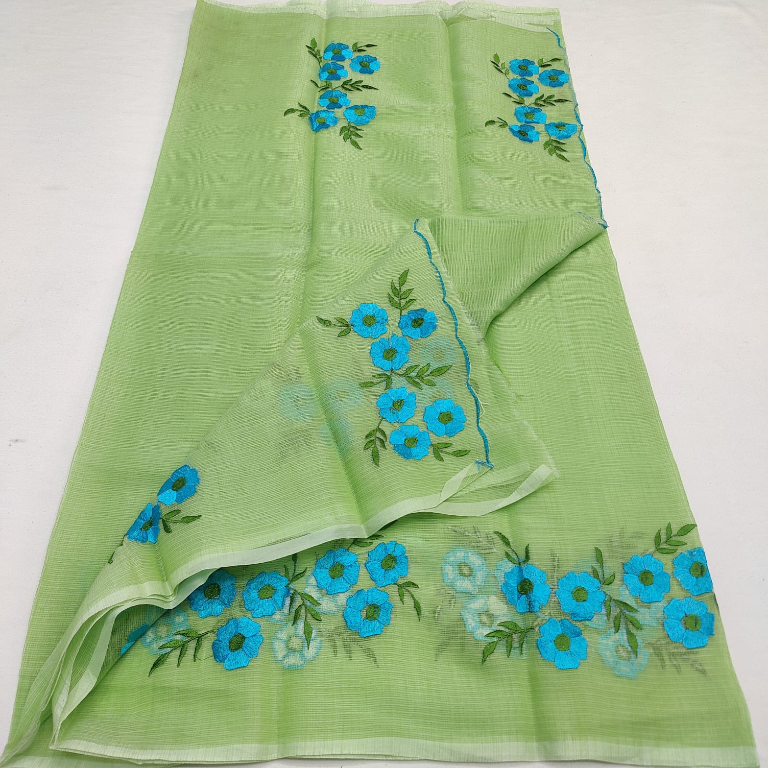 KOTA DORIA MIX COTTON HAND MACHINE EMBROIDERY SAREE