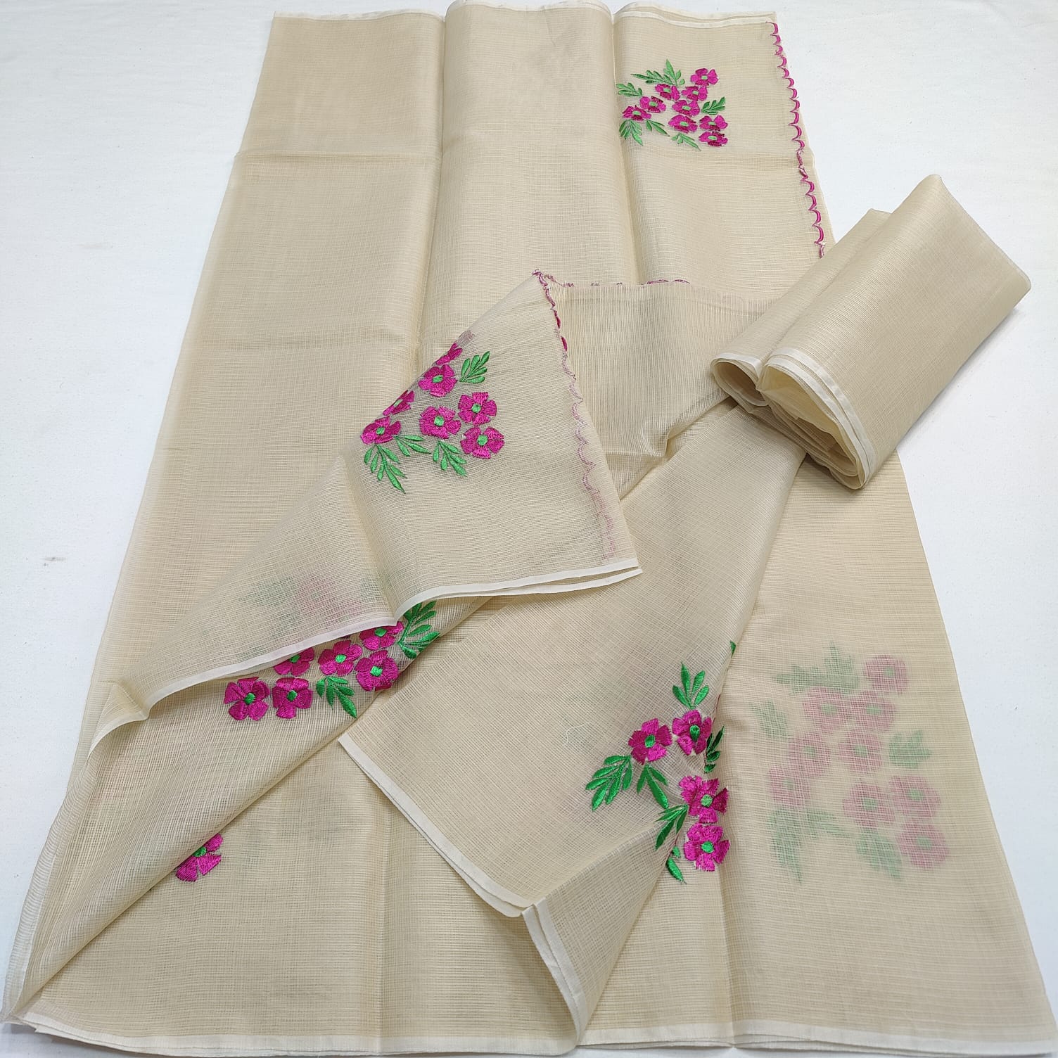 KOTA DORIA MIX COTTON HAND MACHINE EMBROIDERY SAREE