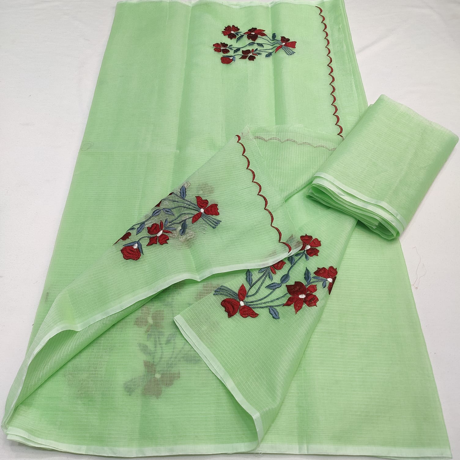 KOTA DORIA MIX COTTON HAND MACHINE EMBROIDERY SAREE