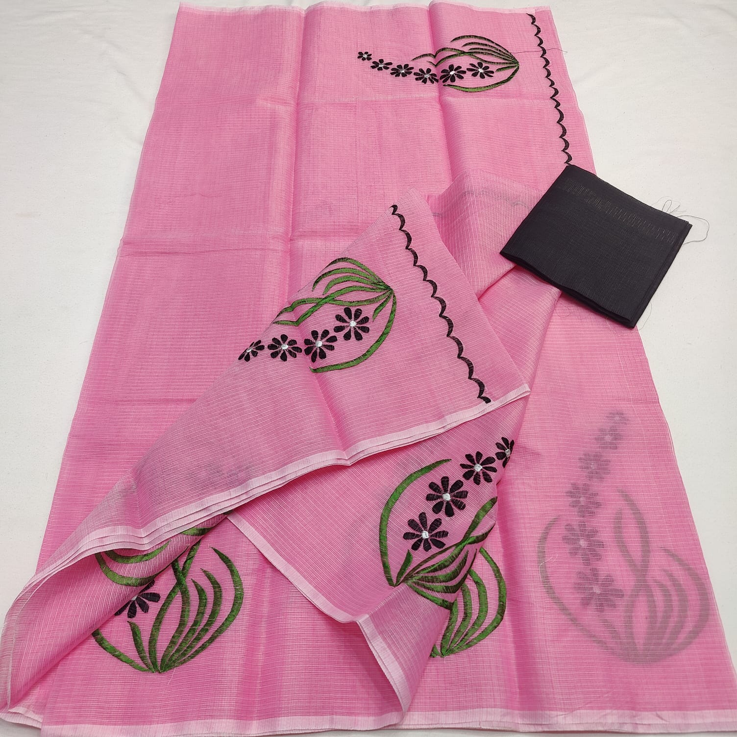 KOTA DORIA MIX COTTON HAND MACHINE EMBROIDERY SAREE