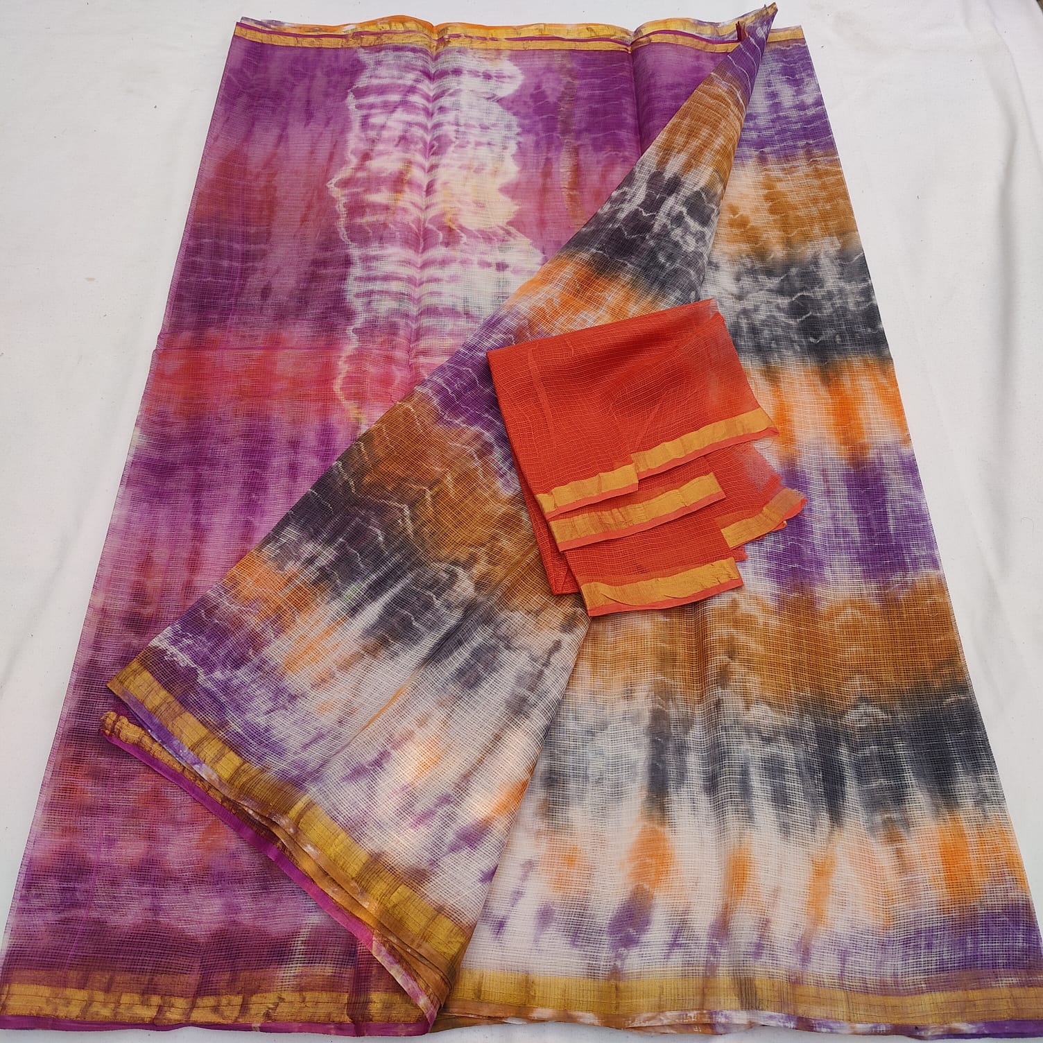 KOTA DORIA PURE COTTON SHIBORY/LAHARIYA/BANDHEJ/BAATIK DYE SAREE