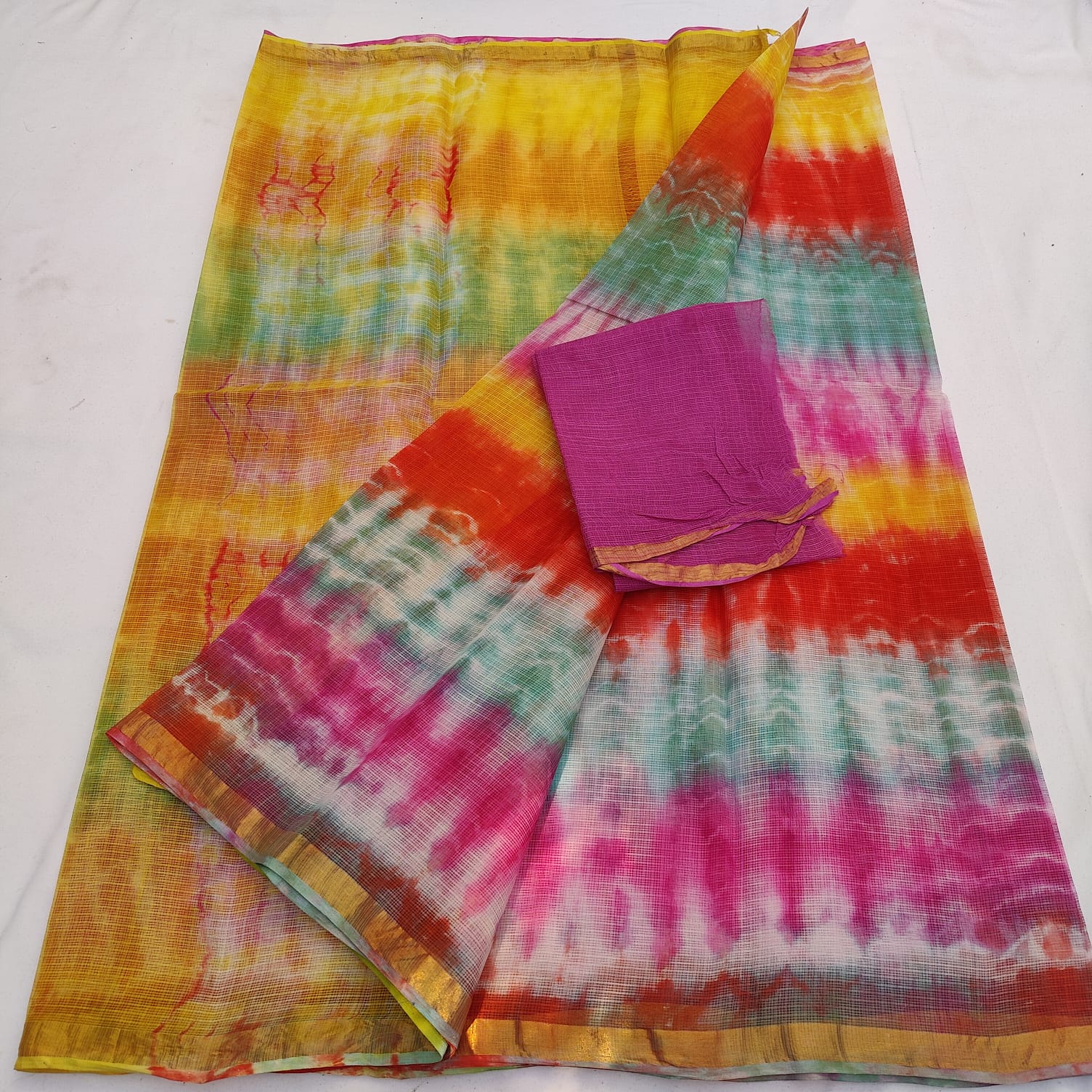 KOTA DORIA PURE COTTON SHIBORY/LAHARIYA/BANDHEJ/BAATIK DYE SAREE