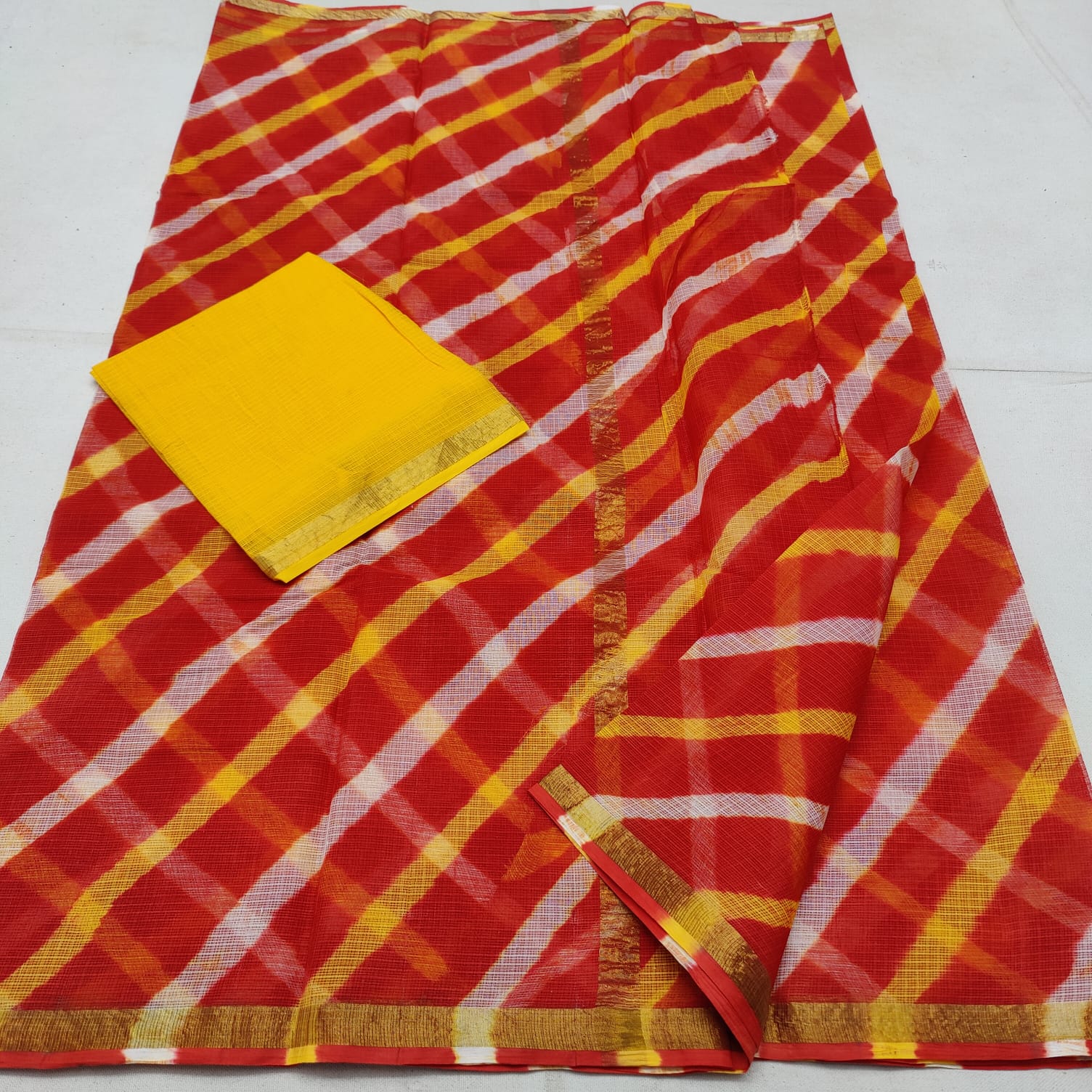 KOTA DORIA PURE COTTON SHIBORY/LAHARIYA/BANDHEJ/BAATIK DYE SAREE