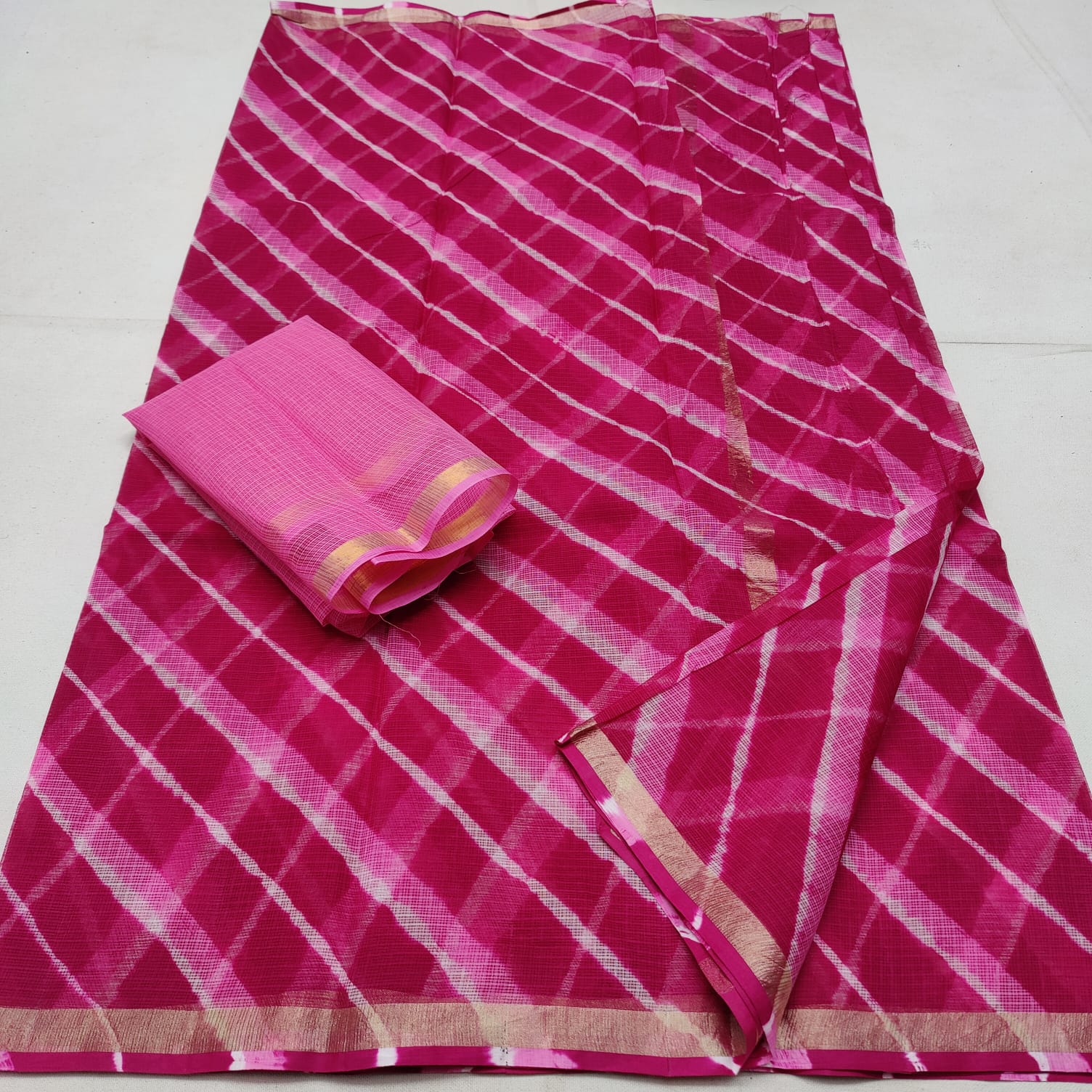 KOTA DORIA PURE COTTON SHIBORY/LAHARIYA/BANDHEJ/BAATIK DYE SAREE