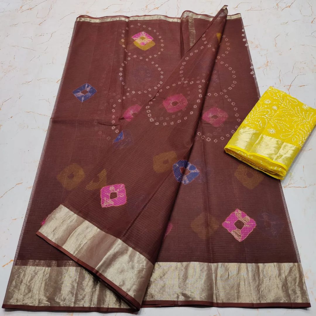 KOTA DORIA PURE COTTON SHIBORY/LAHARIYA/BANDHEJ/BAATIK DYE SAREE
