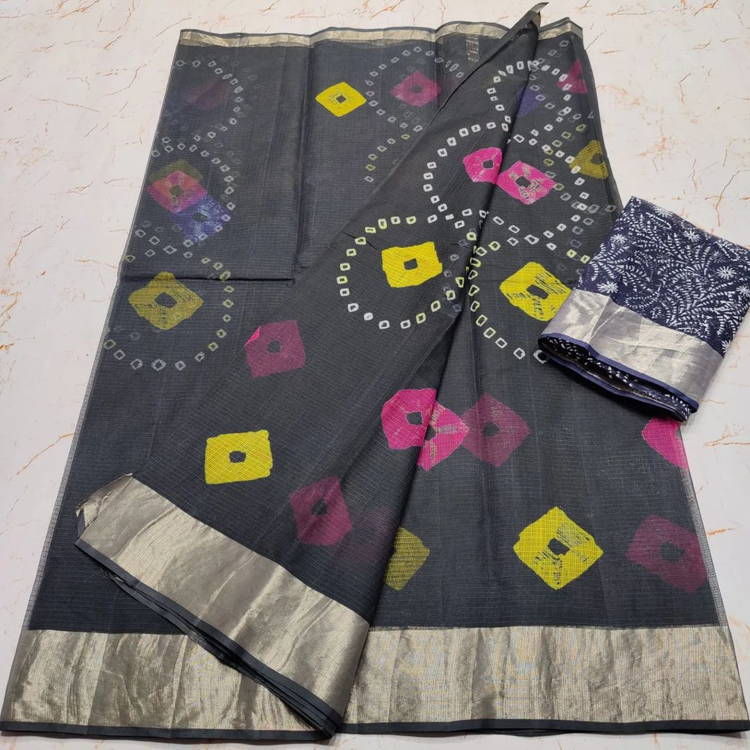KOTA DORIA PURE COTTON SHIBORY/LAHARIYA/BANDHEJ/BAATIK DYE SAREE