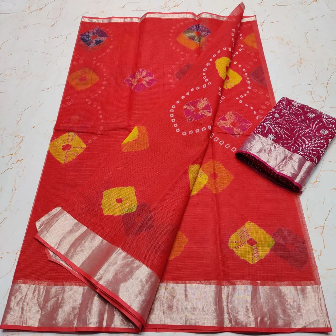 KOTA DORIA PURE COTTON SHIBORY/LAHARIYA/BANDHEJ/BAATIK DYE SAREE