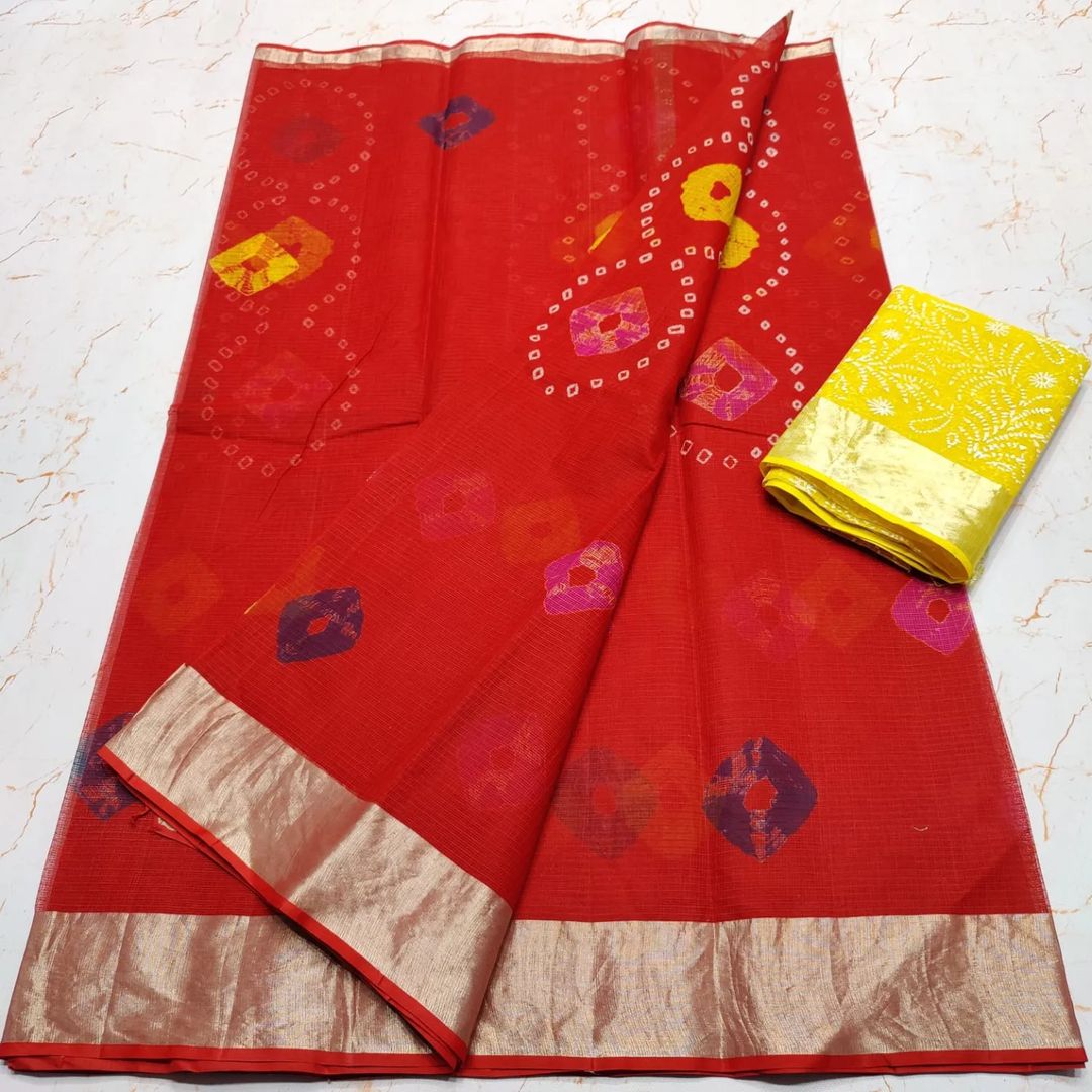 KOTA DORIA PURE COTTON SHIBORY/LAHARIYA/BANDHEJ/BAATIK DYE SAREE