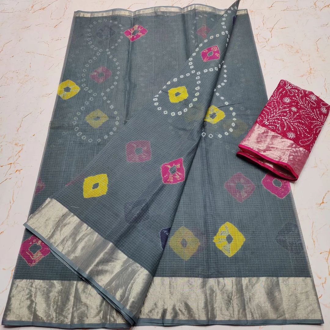 KOTA DORIA PURE COTTON SHIBORY/LAHARIYA/BANDHEJ/BAATIK DYE SAREE