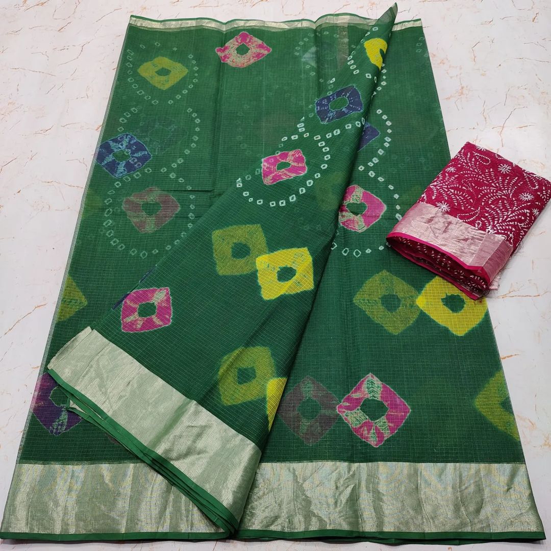KOTA DORIA PURE COTTON SHIBORY/LAHARIYA/BANDHEJ/BAATIK DYE SAREE