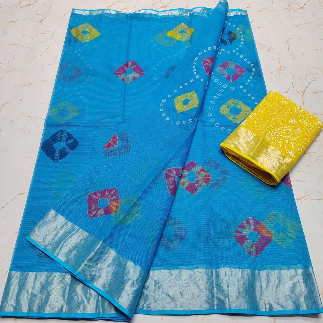 KOTA DORIA PURE COTTON SHIBORY/LAHARIYA/BANDHEJ/BAATIK DYE SAREE