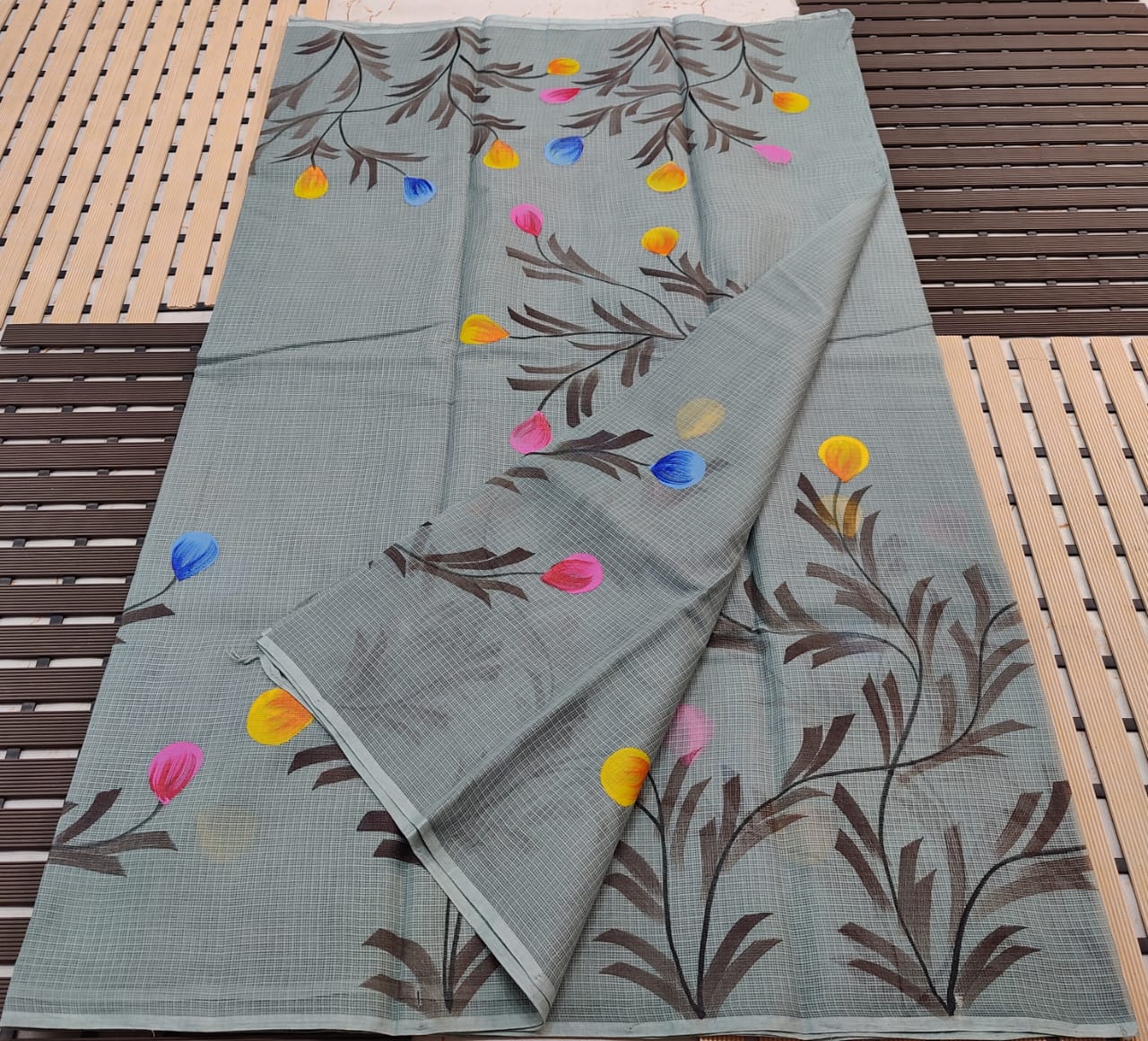KOTA DORIA PURE COTTON BRUSH PAINT SAREE