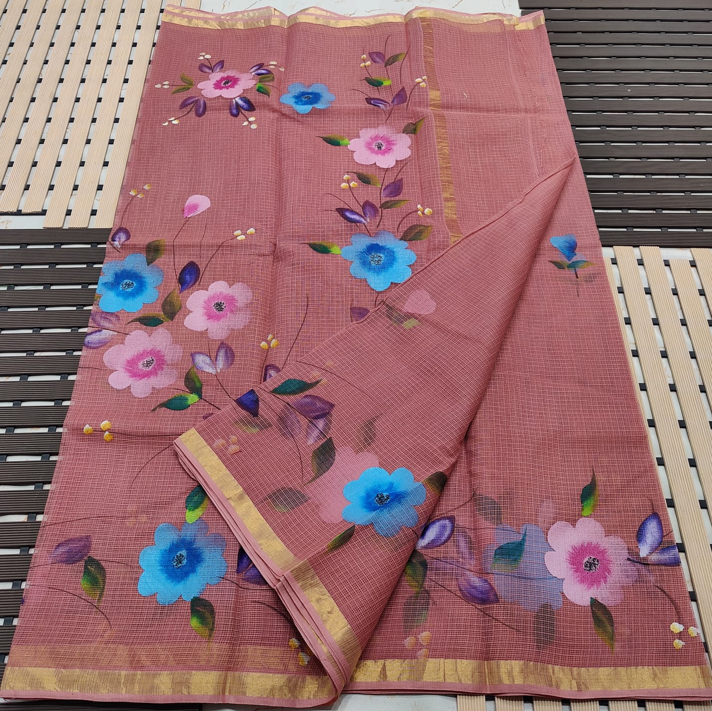 KOTA DORIA PURE COTTON BRUSH PAINT SAREE