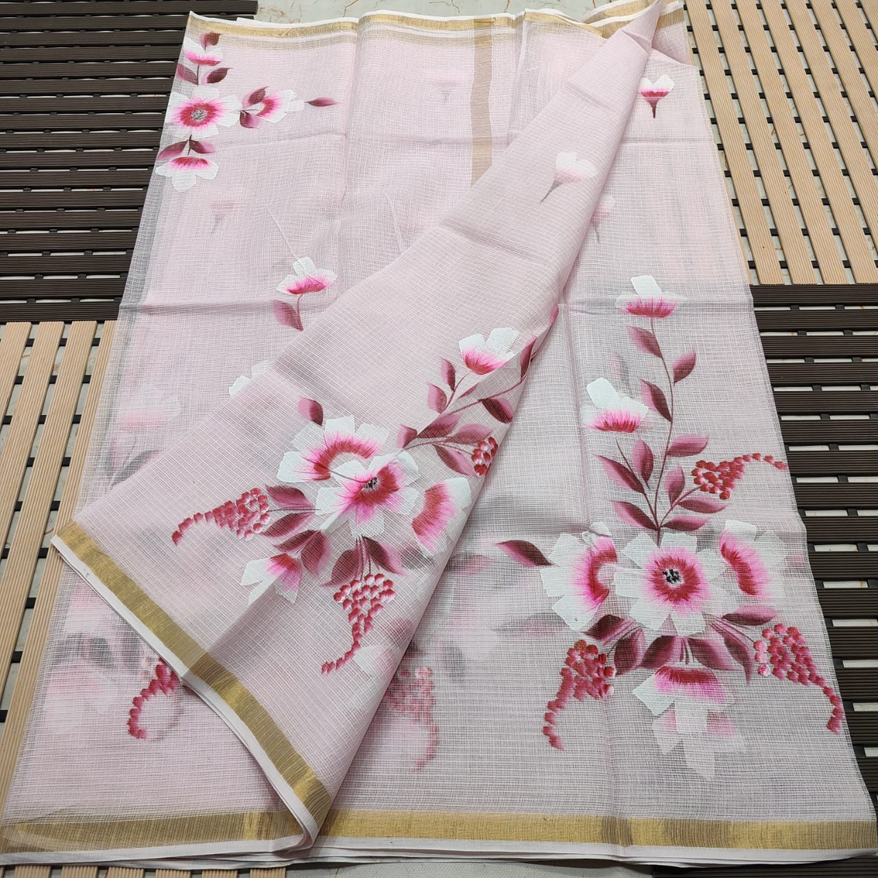 KOTA DORIA PURE COTTON BRUSH PAINT SAREE
