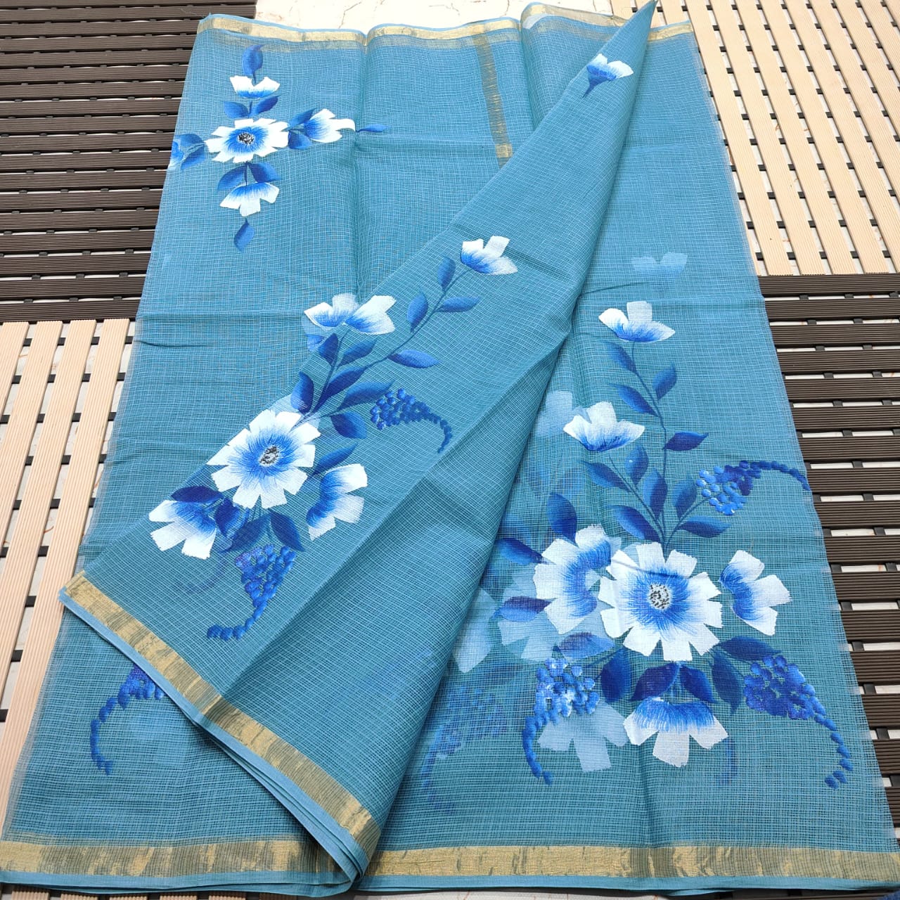 KOTA DORIA PURE COTTON BRUSH PAINT SAREE