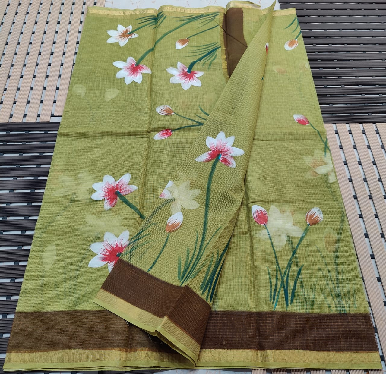 KOTA DORIA PURE COTTON BRUSH PAINT SAREE