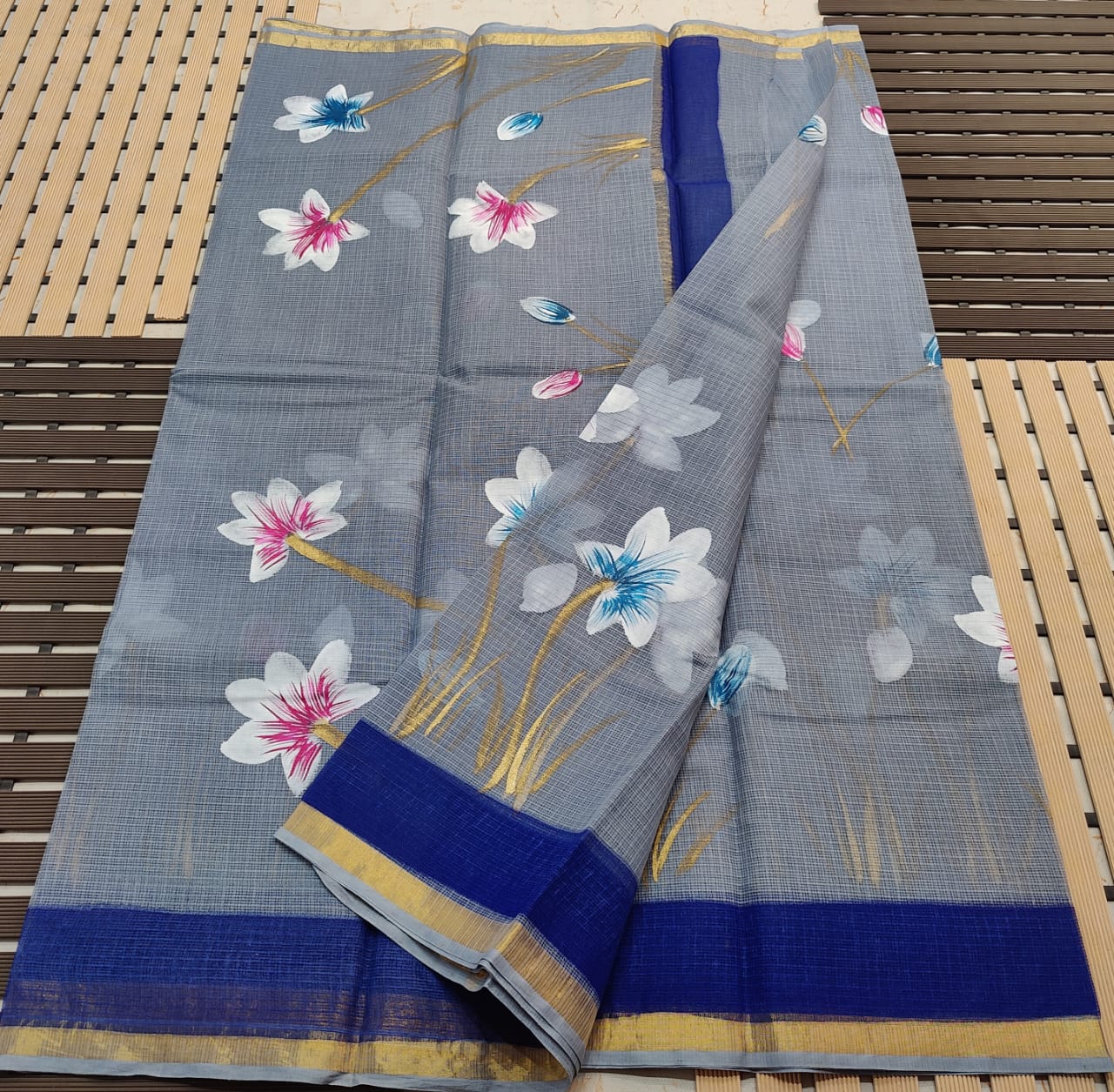 KOTA DORIA PURE COTTON BRUSH PAINT SAREE
