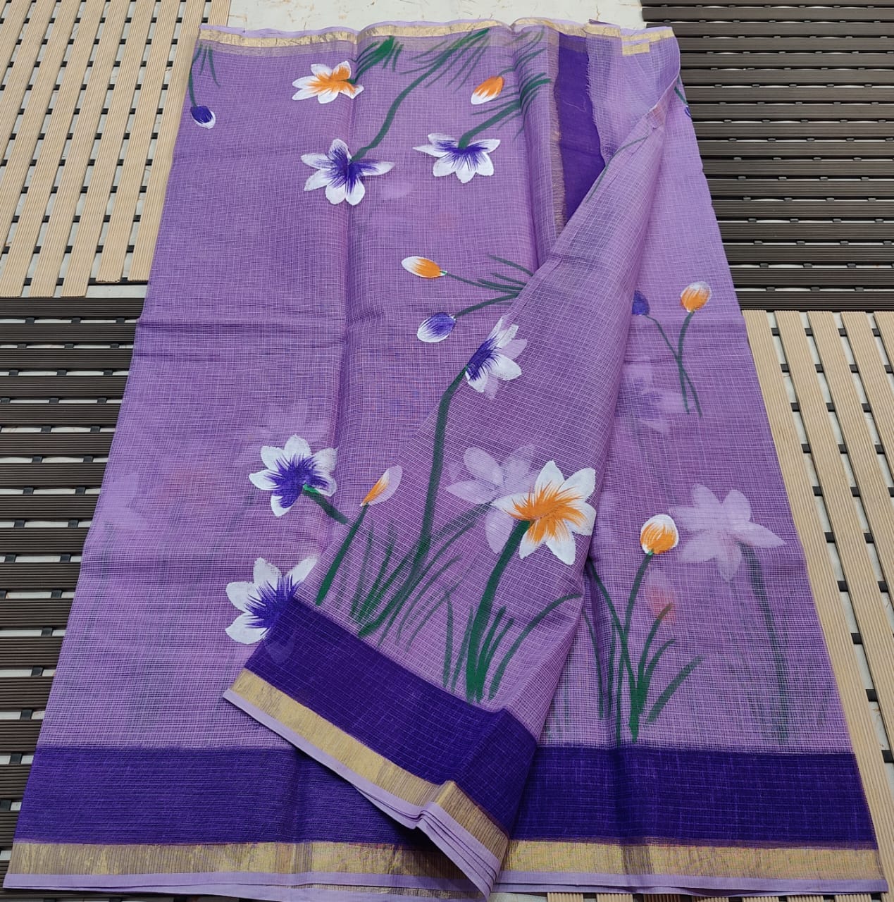 KOTA DORIA PURE COTTON BRUSH PAINT SAREE