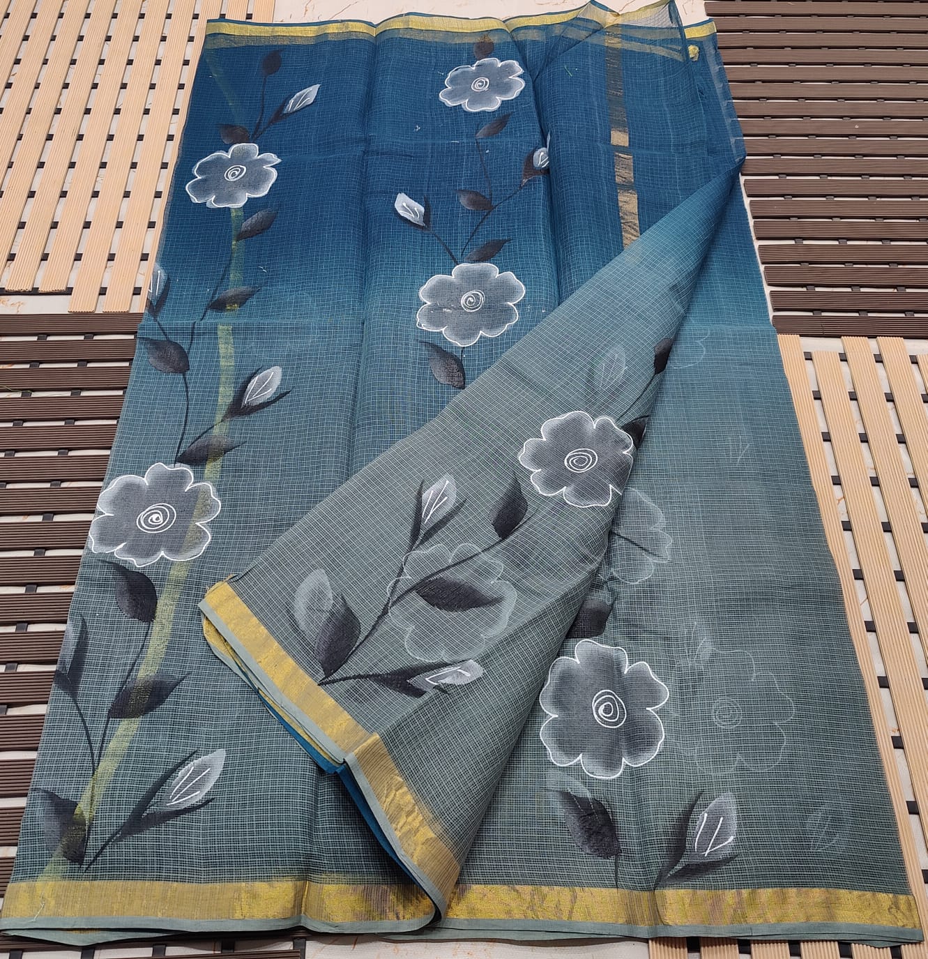 KOTA DORIA PURE COTTON BRUSH PAINT SAREE