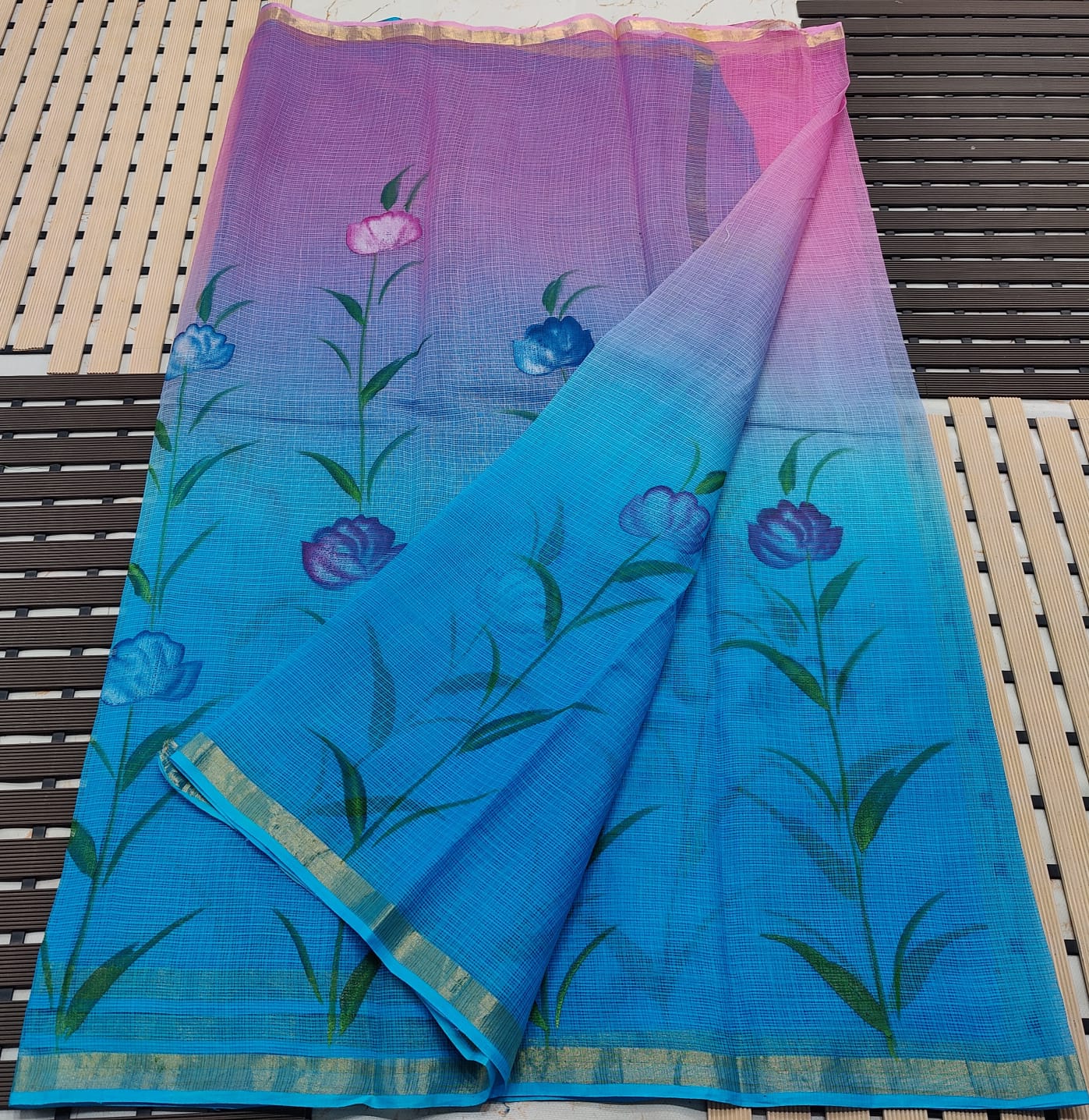 KOTA DORIA PURE COTTON BRUSH PAINT SAREE
