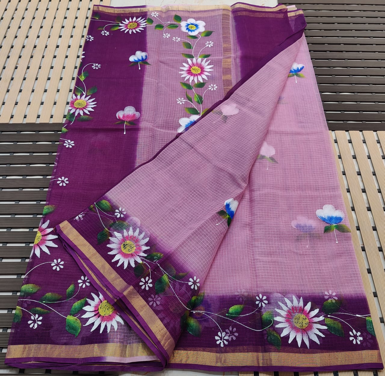 KOTA DORIA PURE COTTON BRUSH PAINT SAREE