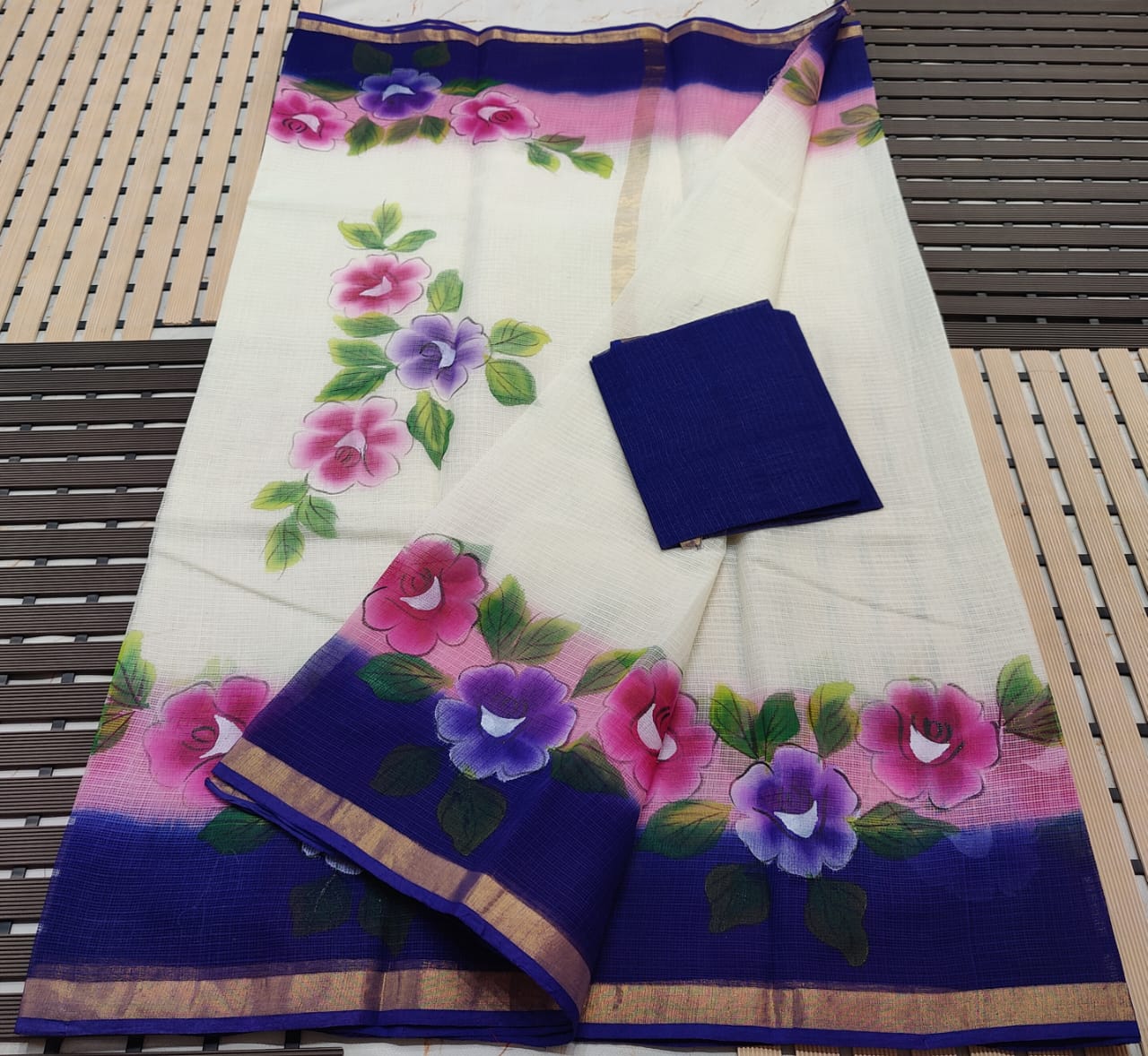 KOTA DORIA PURE COTTON BRUSH PAINT SAREE
