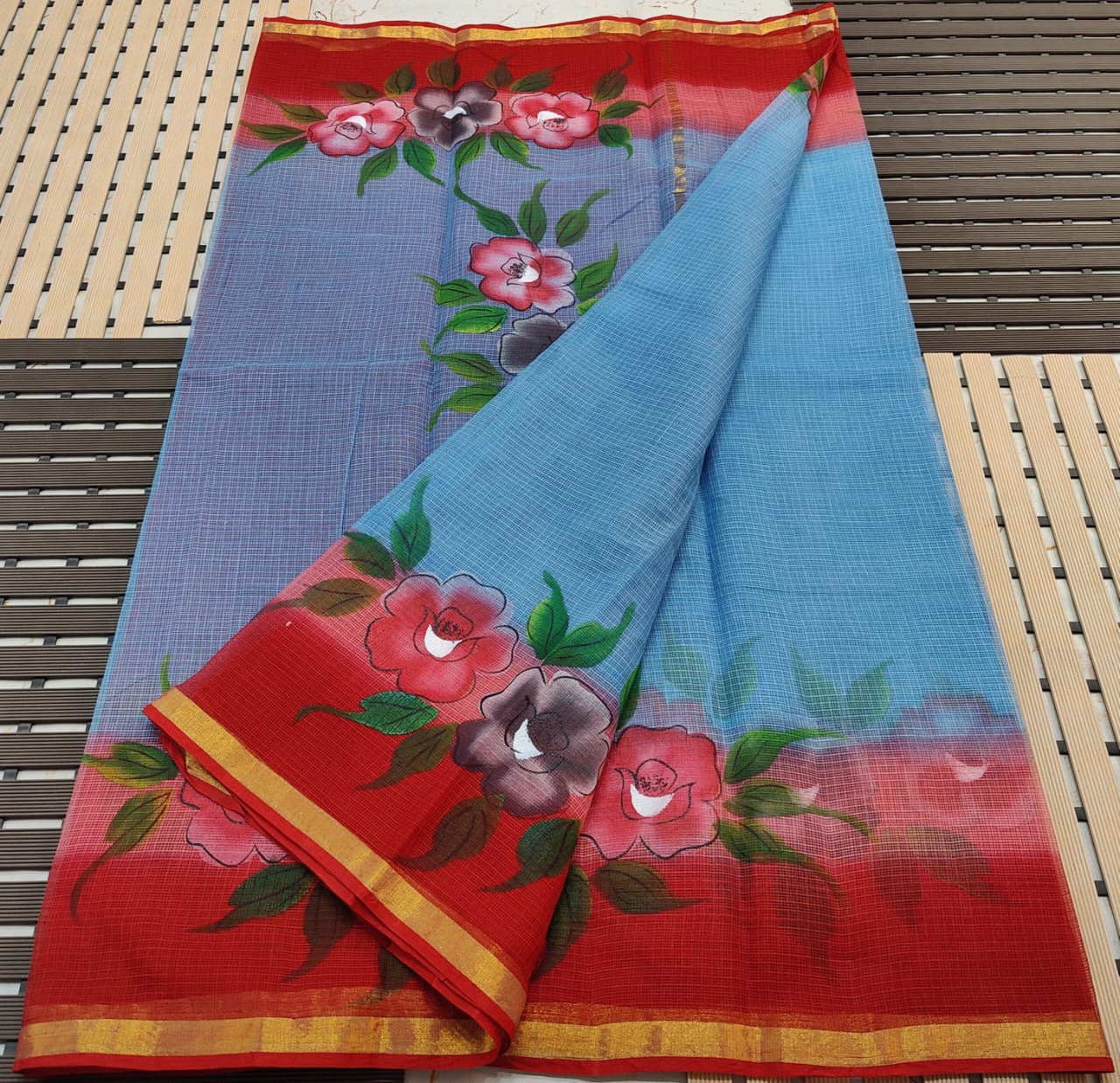 KOTA DORIA PURE COTTON BRUSH PAINT SAREE