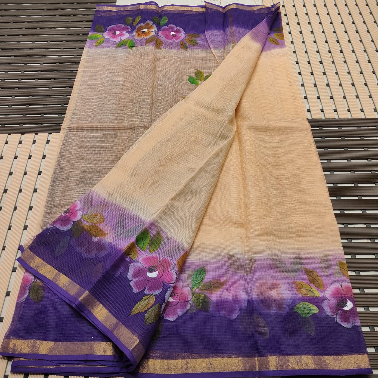 KOTA DORIA PURE COTTON BRUSH PAINT SAREE