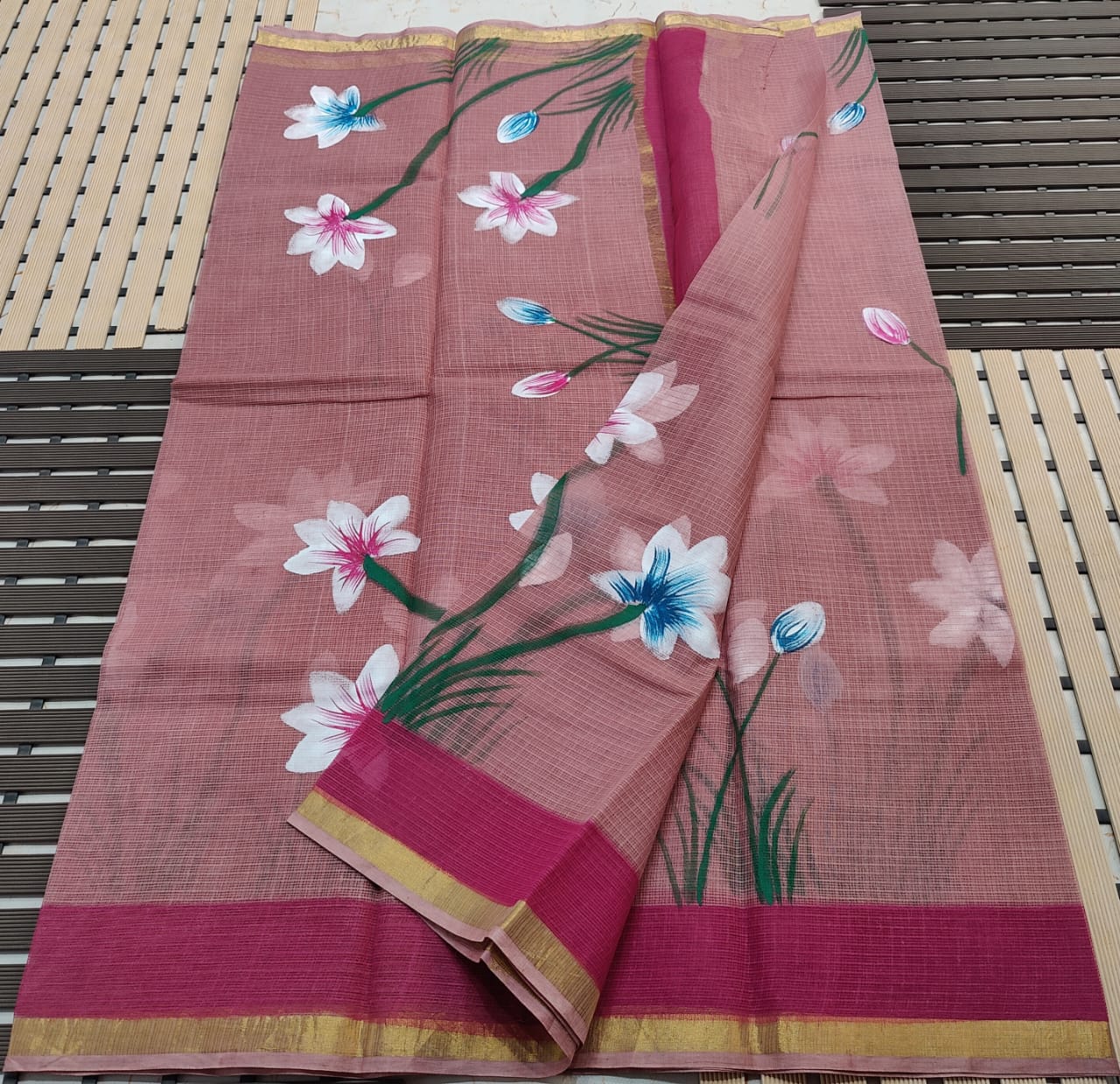 KOTA DORIA PURE COTTON BRUSH PAINT SAREE