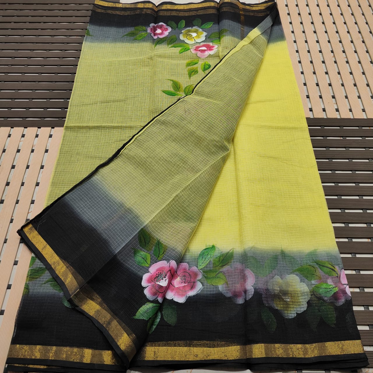 KOTA DORIA PURE COTTON BRUSH PAINT SAREE