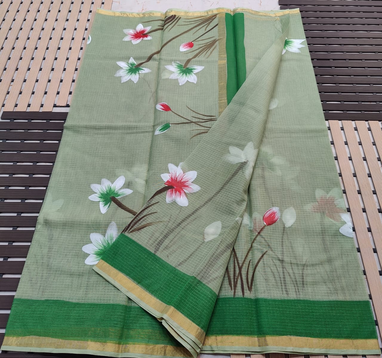 KOTA DORIA PURE COTTON BRUSH PAINT SAREE