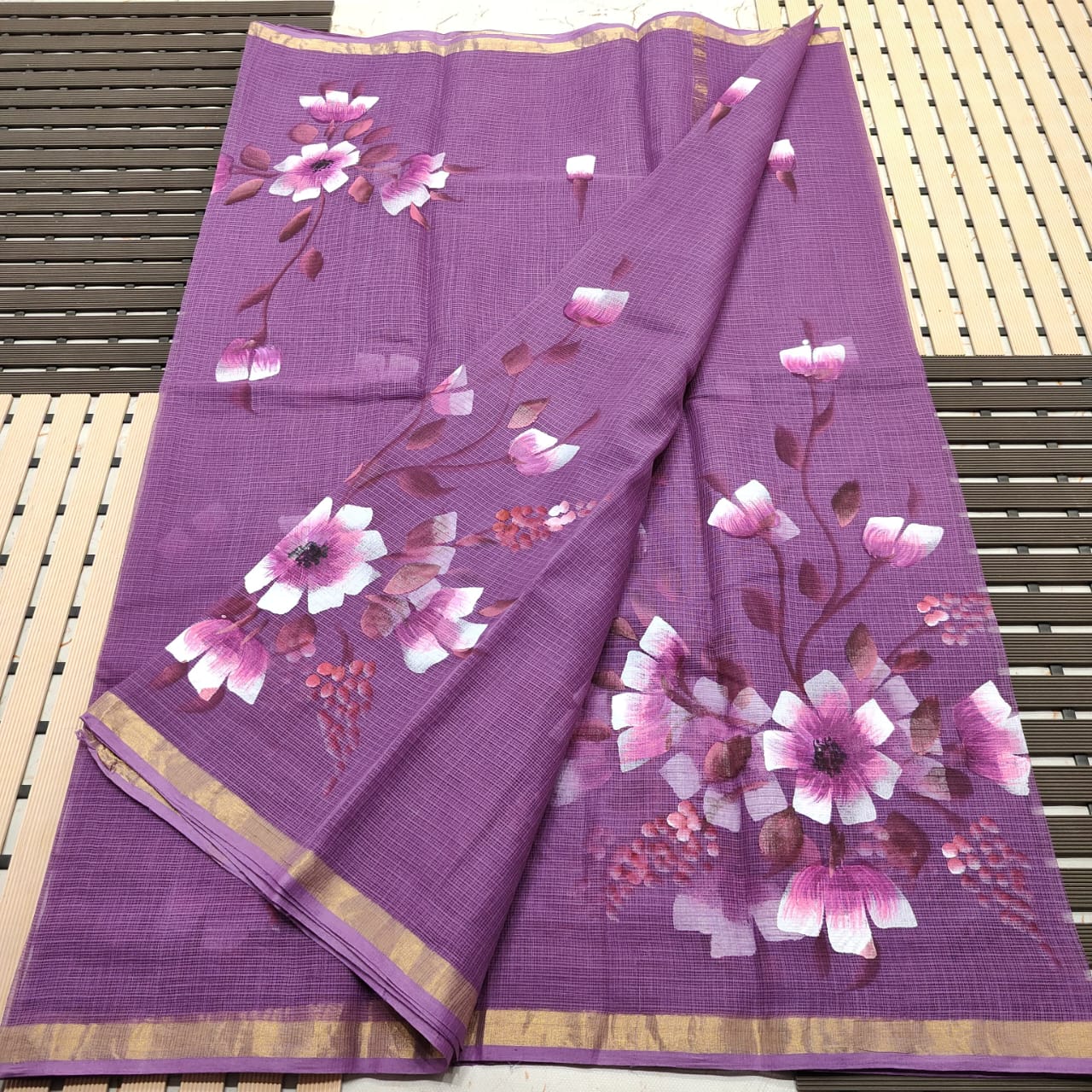 KOTA DORIA PURE COTTON BRUSH PAINT SAREE