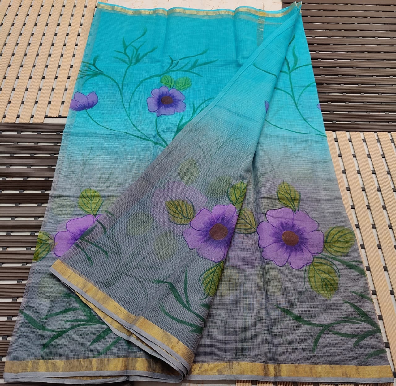 KOTA DORIA PURE COTTON BRUSH PAINT SAREE