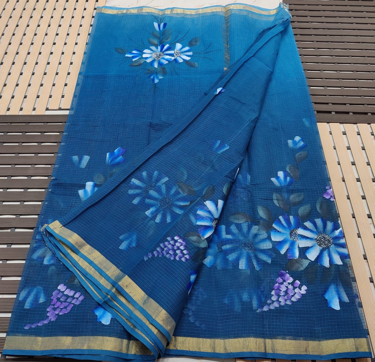 KOTA DORIA PURE COTTON BRUSH PAINT SAREE