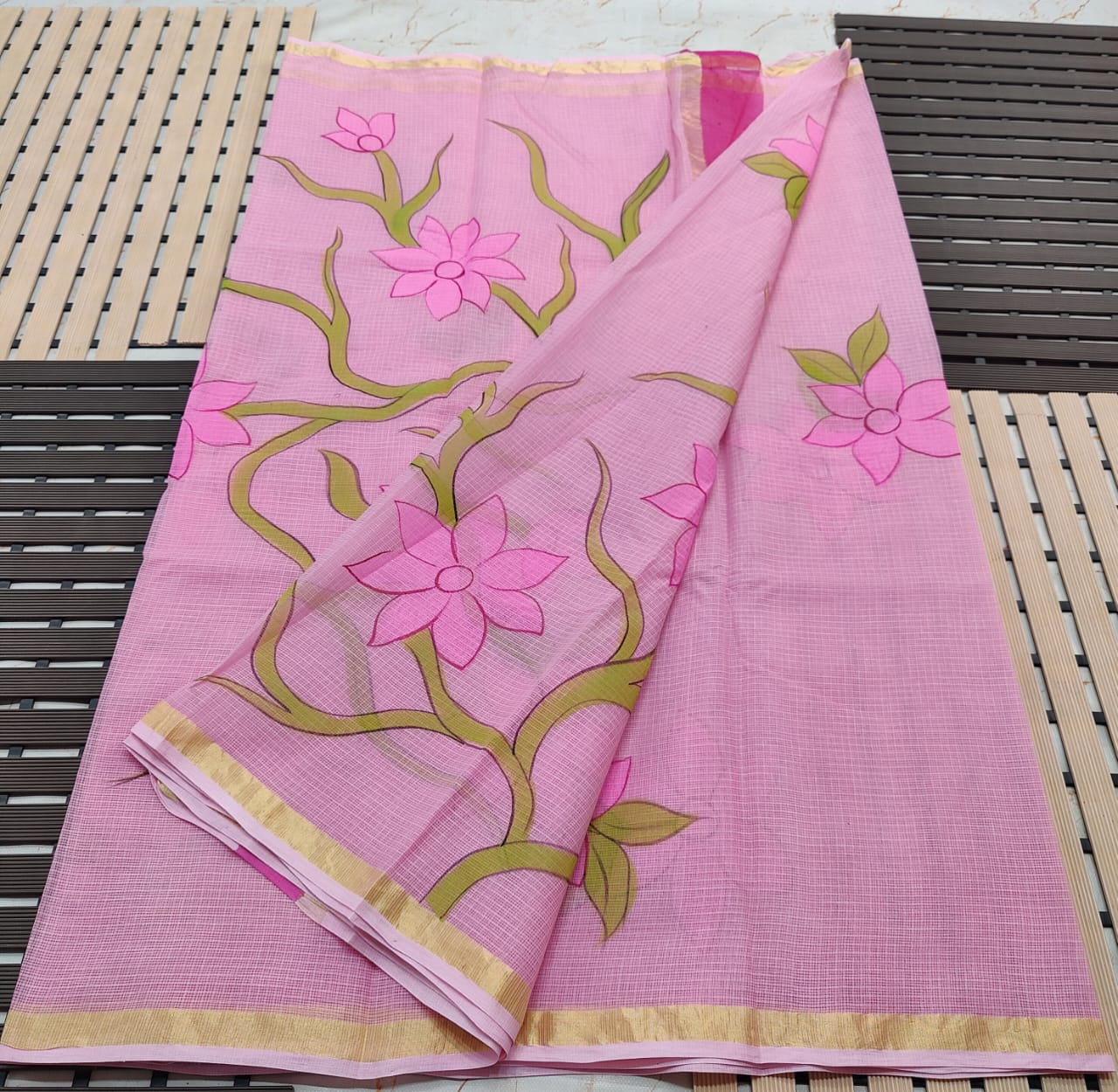 KOTA DORIA PURE COTTON BRUSH PAINT SAREE