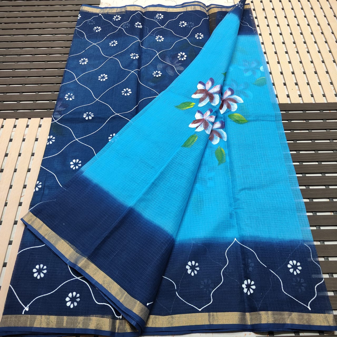 KOTA DORIA PURE COTTON BRUSH PAINT SAREE